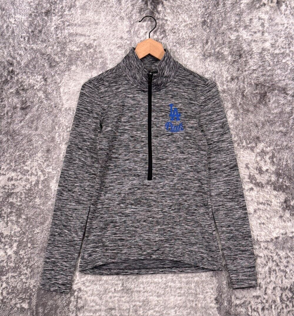 Victorias Secret Pink Sweater XS Womens LA Dodgers Pullover Half Zip